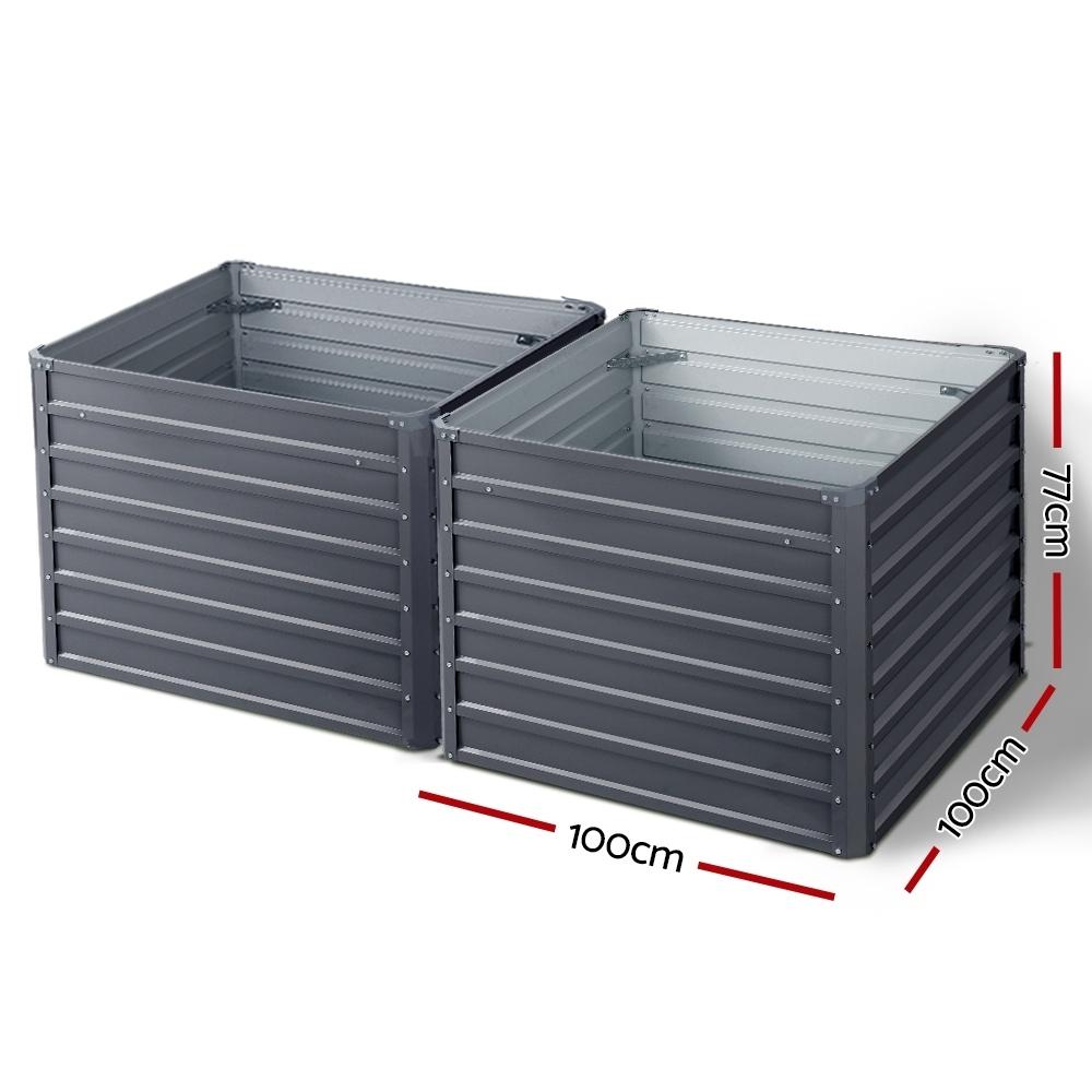 Greenfingers Garden Bed 2PCS 100X100X77CM Galvanised Steel Raised