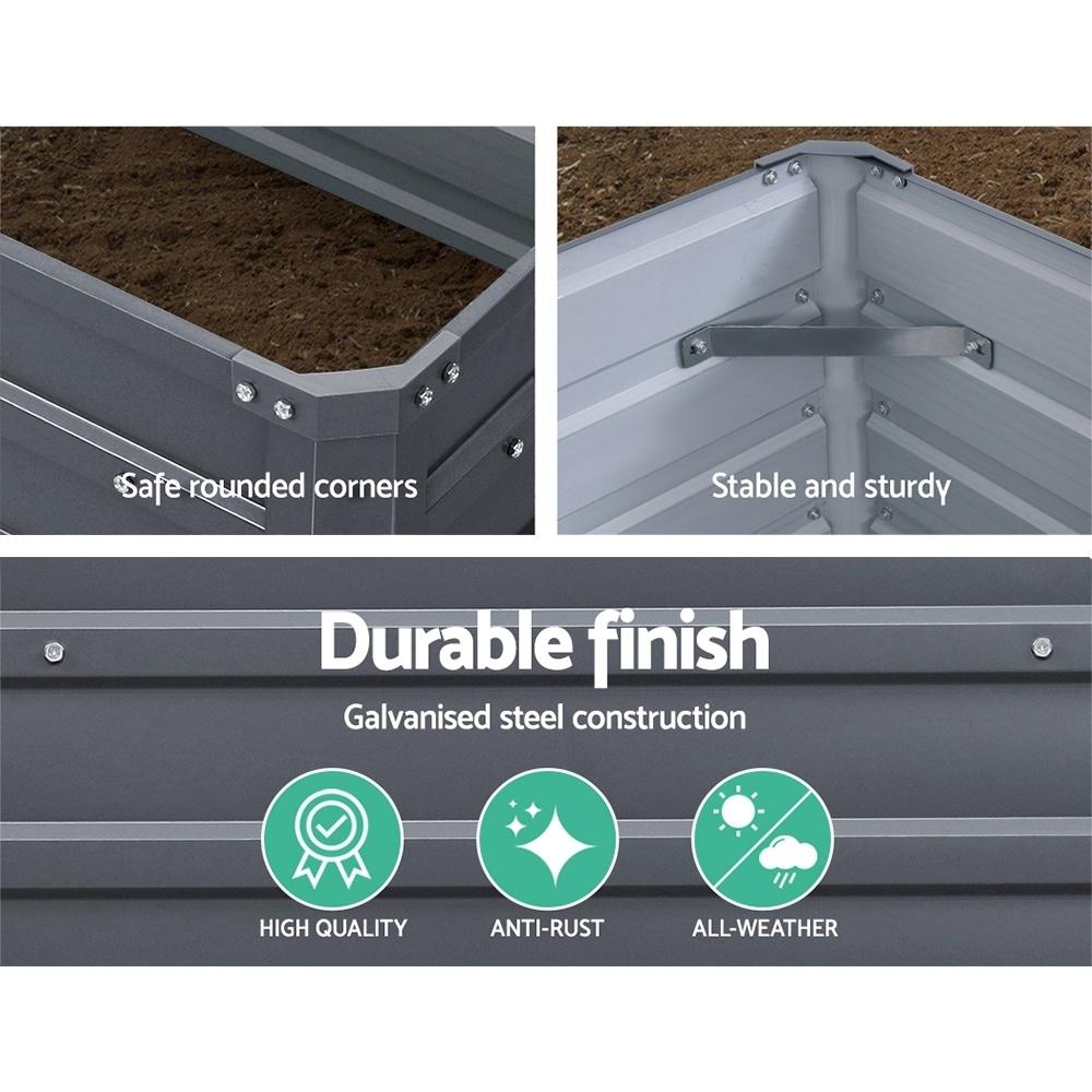 Greenfingers Garden Bed 2PCS 100X100X77CM Galvanised Steel Raised