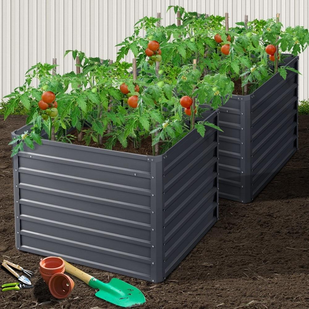 Greenfingers Garden Bed 2PCS 100X100X77CM Galvanised Steel Raised