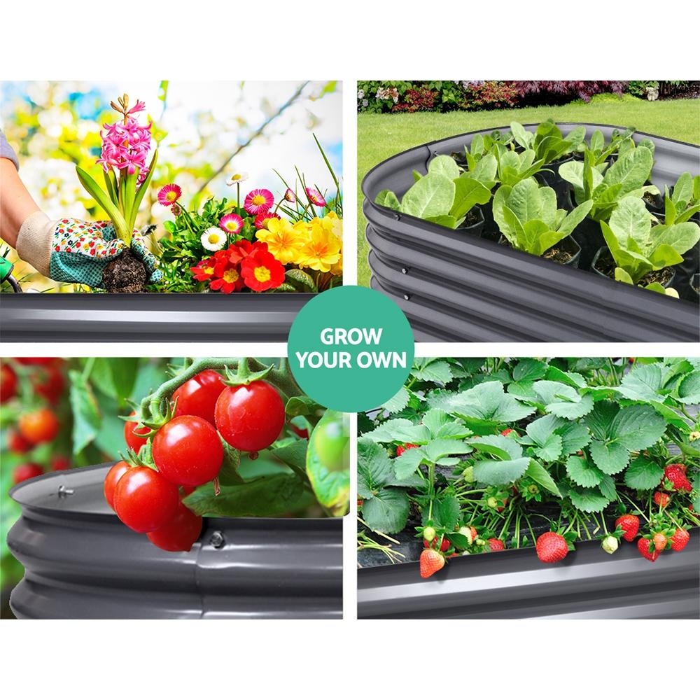 Greenfingers 160X80X42CM Galvanised Raised Garden Bed Steel Instant