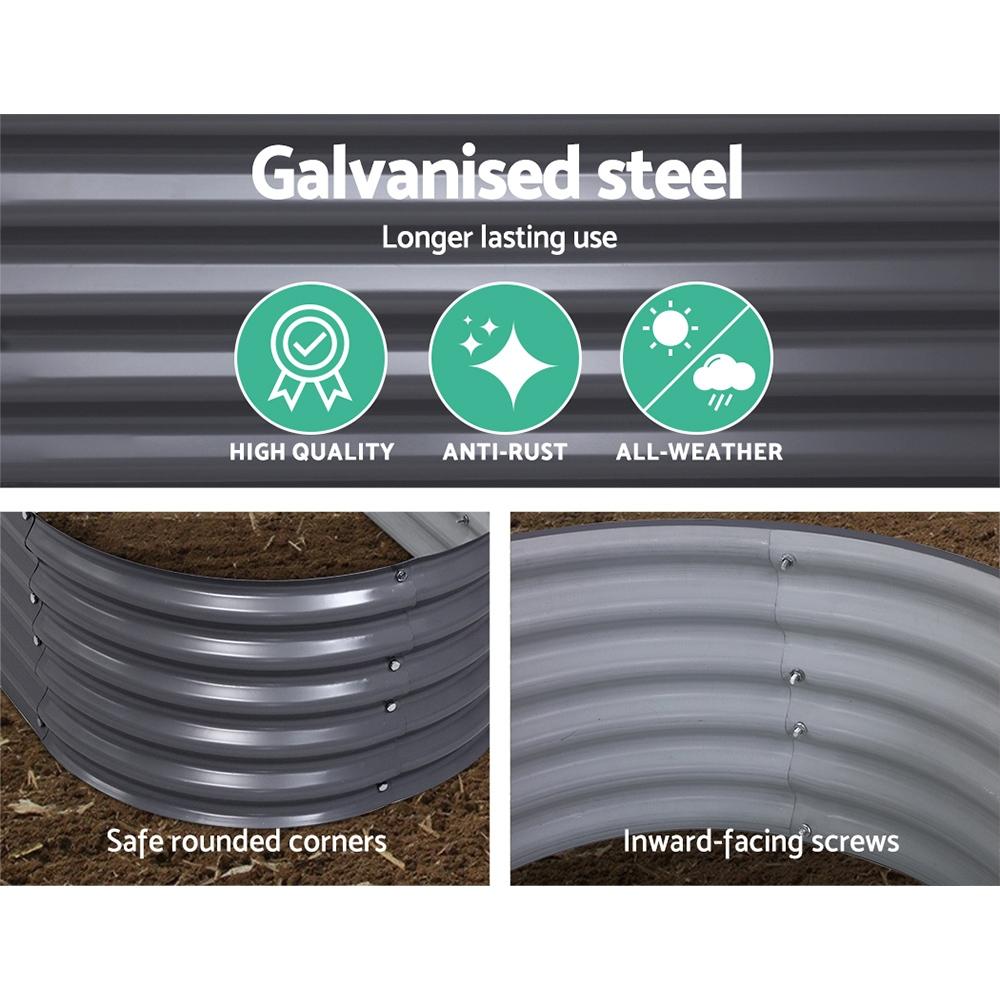 Greenfingers 160X80X42CM Galvanised Raised Garden Bed Steel Instant