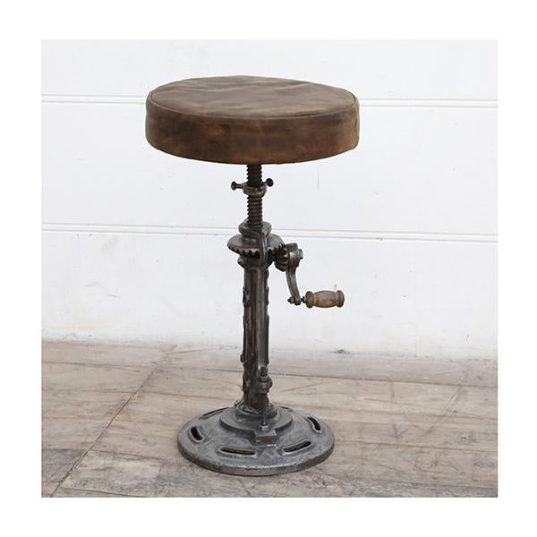 Vintage Leather Windup Stool