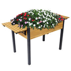 Outdoor Metal Leg Wood Planter Boxes with Folding Storage Shelf,Elevated Planter Box for Flowers Raised Beds.30Inx24In