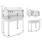 Steel Raised Garden Bed with Greenhouse Cover, White