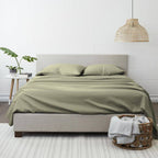 4-Piece Sage Solid Microfiber Queen Sheet Set