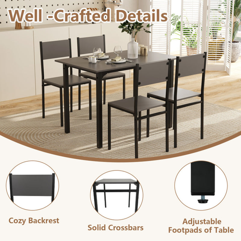 5 Piece Dining Table Set Industrial Style Kitchen Table and Chairs for 4