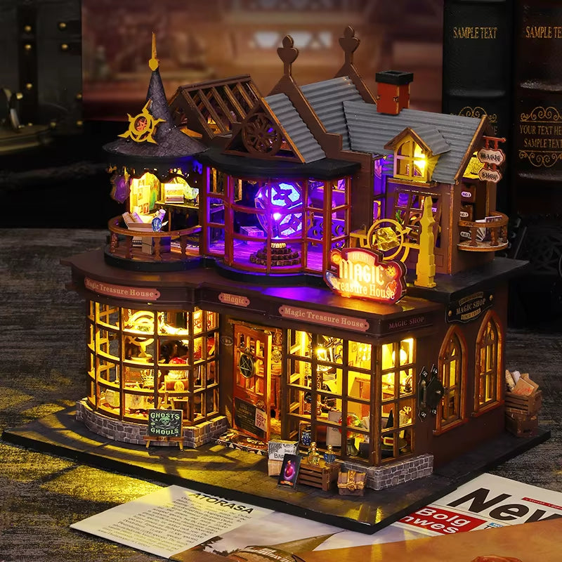 New 3D Wooden Puzzle Mini Doll House DIY Small House Kit Building Assembly Model Toy Home with LED Light Dollhouse Xmas Gifts