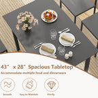 5 Piece Dining Table Set Industrial Style Kitchen Table and Chairs for 4