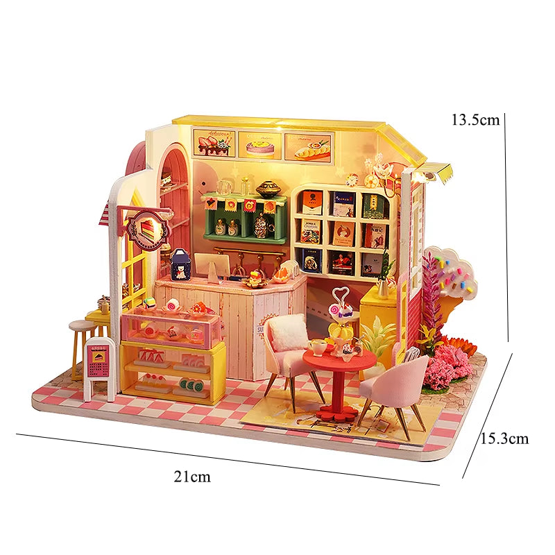 New 3D Wooden Puzzle Mini Doll House DIY Small House Kit Building Assembly Model Toy Home with LED Light Dollhouse Xmas Gifts