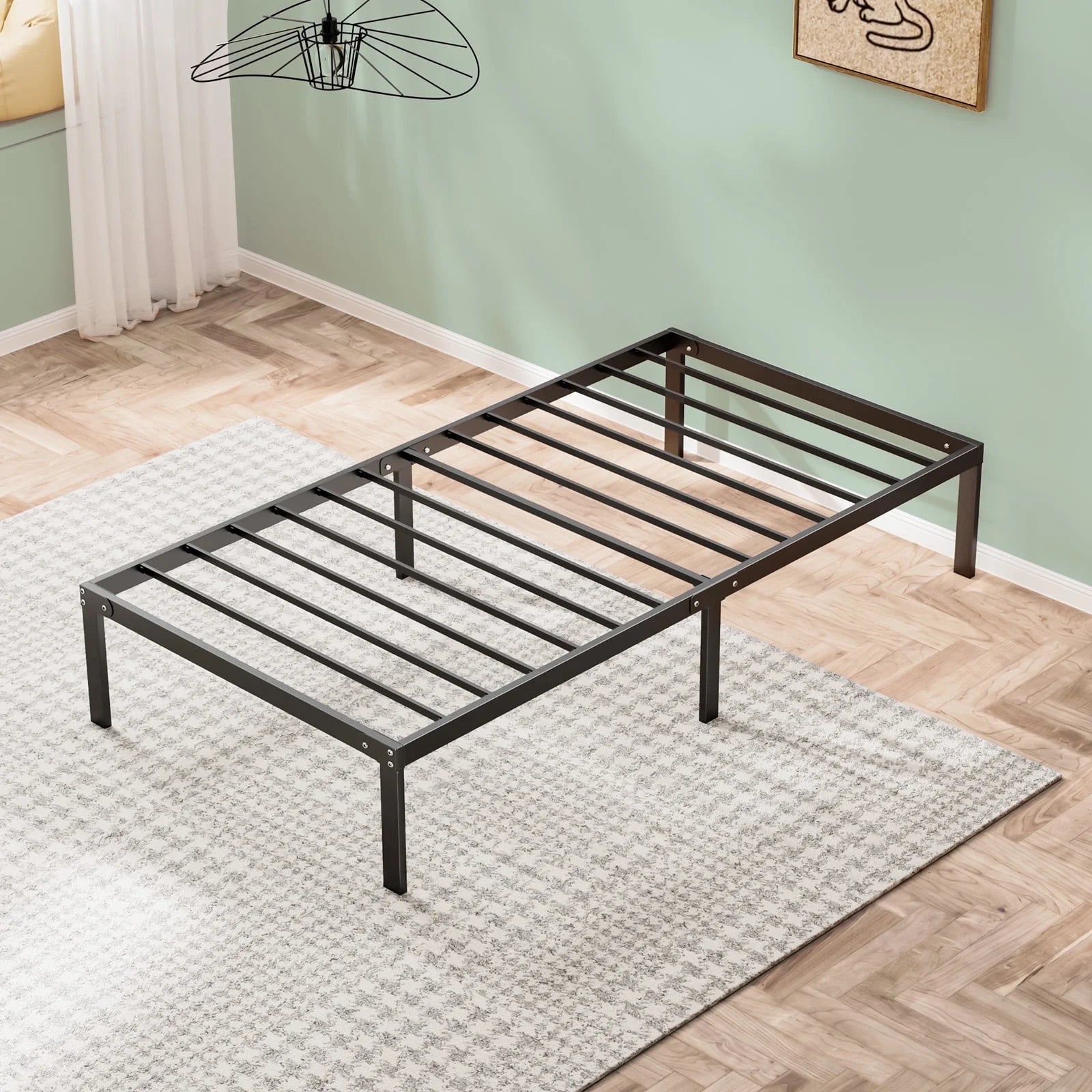 Bed Frame, Twin Size Metal Platform Bed Frame,No Box Spring Needed, Quiet & Sturdy