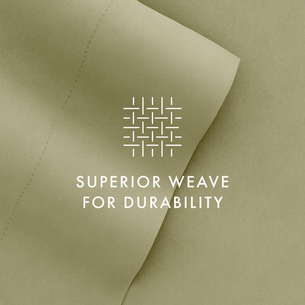 4-Piece Sage Solid Microfiber Queen Sheet Set