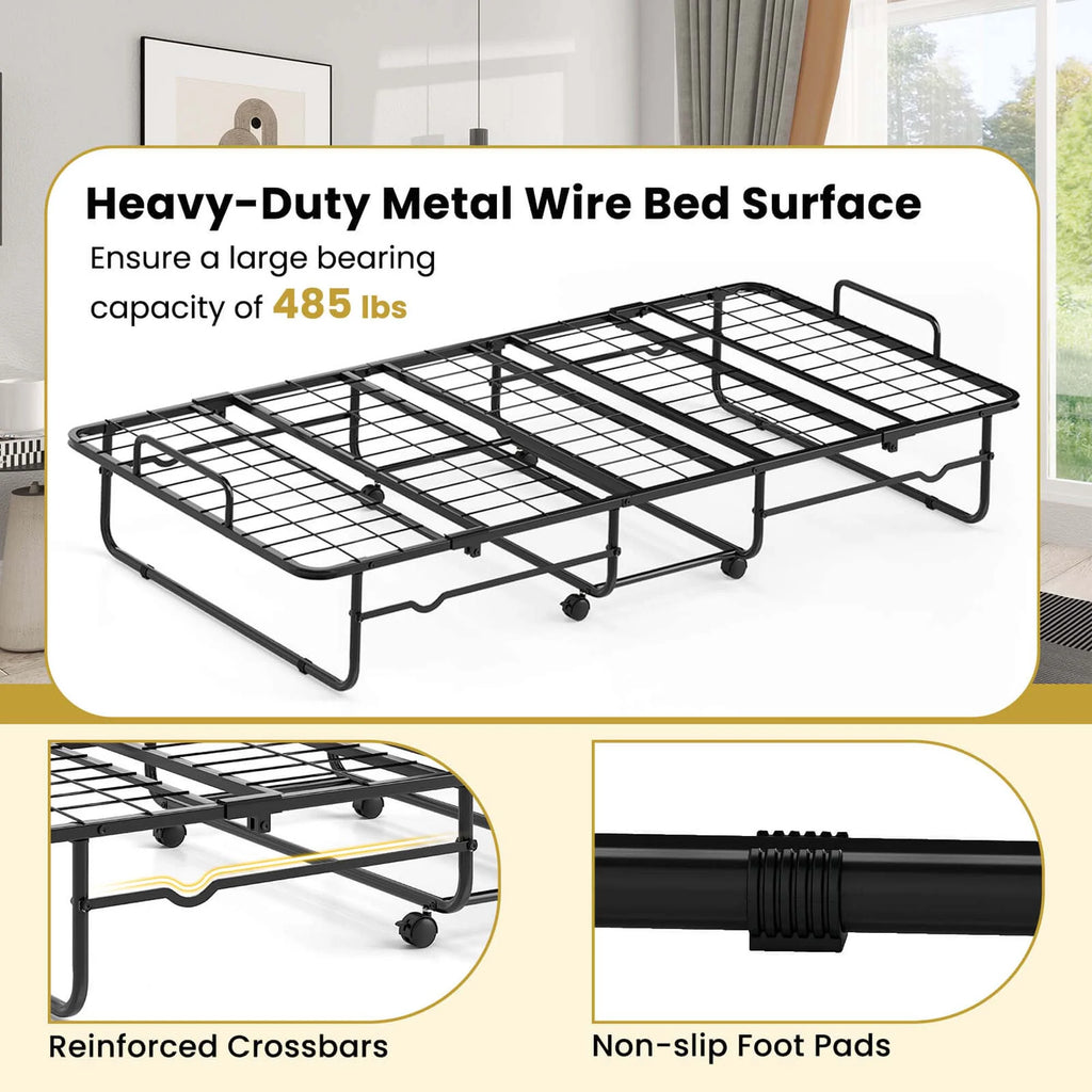 Twin Size Folding Bed 38" X 75" Rollaway Guest Bed Portable Sleeper Bed