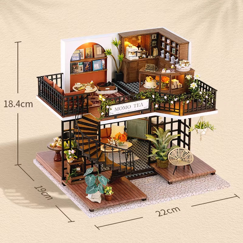 New 3D Wooden Puzzle Mini Doll House DIY Small House Kit Building Assembly Model Toy Home with LED Light Dollhouse Xmas Gifts