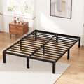 14 Inches Queen Bed Frame, Heavy Duty Metal Platform with Storage Space under Frame, No Box Spring Needed Queen Size Bed Frame, Black