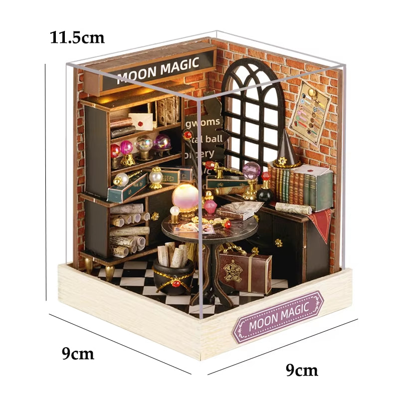 New 3D Wooden Puzzle Mini Doll House DIY Small House Kit Building Assembly Model Toy Home with LED Light Dollhouse Xmas Gifts