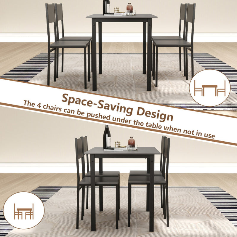 5 Piece Dining Table Set Industrial Style Kitchen Table and Chairs for 4