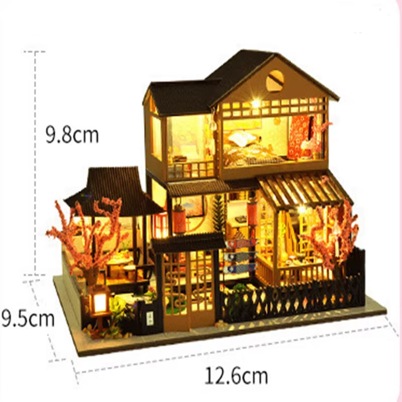Diy Mini Wooden Dollhouse with Furniture Light Kit Doll House Casa Miniature Accessories Handmade Wooden Toys Birthday Gifts