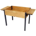 Outdoor Metal Leg Wood Planter Boxes with Folding Storage Shelf,Elevated Planter Box for Flowers Raised Beds.30Inx24In