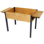 Outdoor Metal Leg Wood Planter Boxes with Folding Storage Shelf,Elevated Planter Box for Flowers Raised Beds.30Inx24In