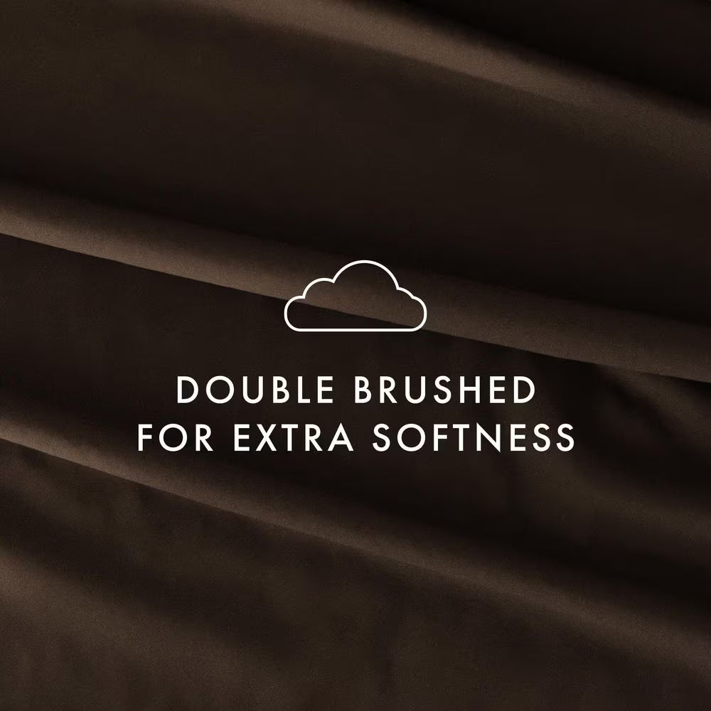 3-Piece Chocolate Solid Microfiber Twin Sheet Set