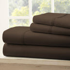 3-Piece Chocolate Solid Microfiber Twin Sheet Set