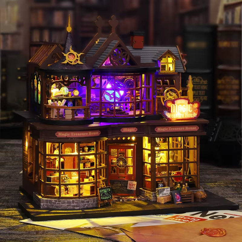 New 3D Wooden Puzzle Mini Doll House DIY Small House Kit Building Assembly Model Toy Home with LED Light Dollhouse Xmas Gifts