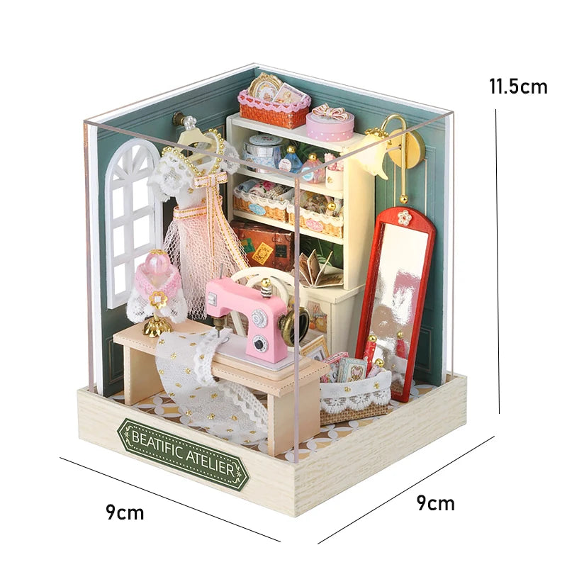 New 3D Wooden Puzzle Mini Doll House DIY Small House Kit Building Assembly Model Toy Home with LED Light Dollhouse Xmas Gifts