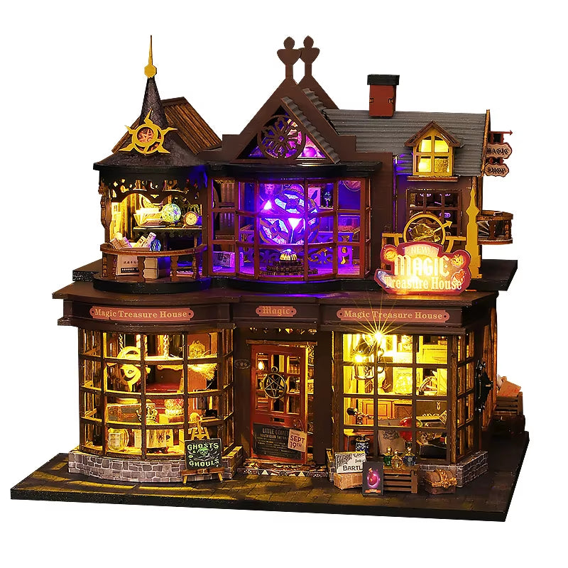 New 3D Wooden Puzzle Mini Doll House DIY Small House Kit Building Assembly Model Toy Home with LED Light Dollhouse Xmas Gifts