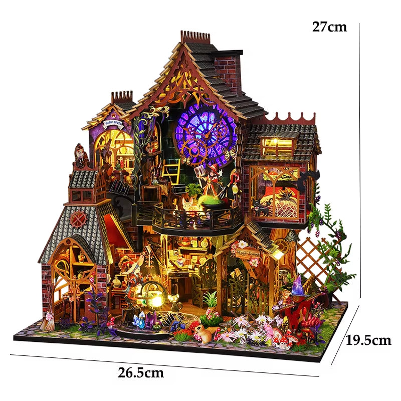 New 3D Wooden Puzzle Mini Doll House DIY Small House Kit Building Assembly Model Toy Home with LED Light Dollhouse Xmas Gifts