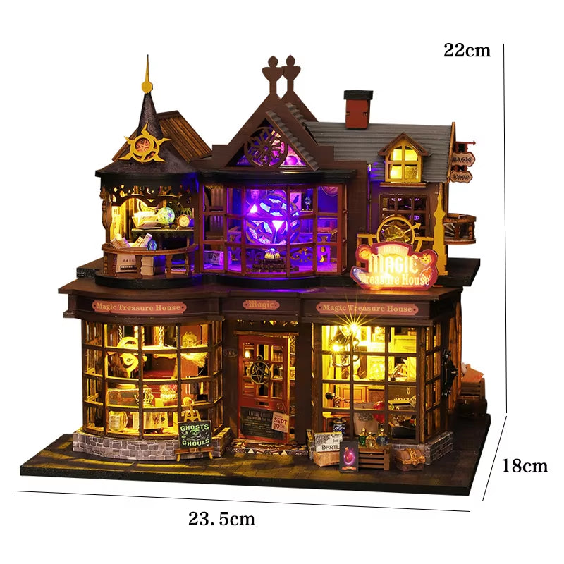 New 3D Wooden Puzzle Mini Doll House DIY Small House Kit Building Assembly Model Toy Home with LED Light Dollhouse Xmas Gifts