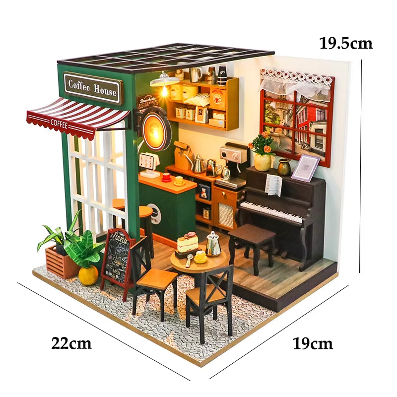 New 3D Wooden Puzzle Mini Doll House DIY Small House Kit Building Assembly Model Toy Home with LED Light Dollhouse Xmas Gifts