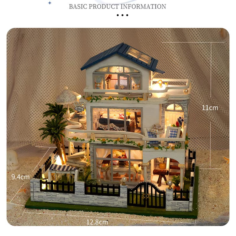 Diy Mini Wooden Dollhouse Furniture Light Kit Doll House Casa Miniature Accessories Handmade Wooden Toys Birthday Gifts 2015New
