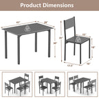 5 Piece Dining Table Set Industrial Style Kitchen Table and Chairs for 4