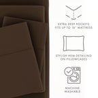 3-Piece Chocolate Solid Microfiber Twin Sheet Set