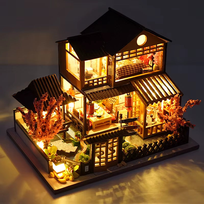 Diy Mini Wooden Dollhouse with Furniture Light Kit Doll House Casa Miniature Accessories Handmade Wooden Toys Birthday Gifts