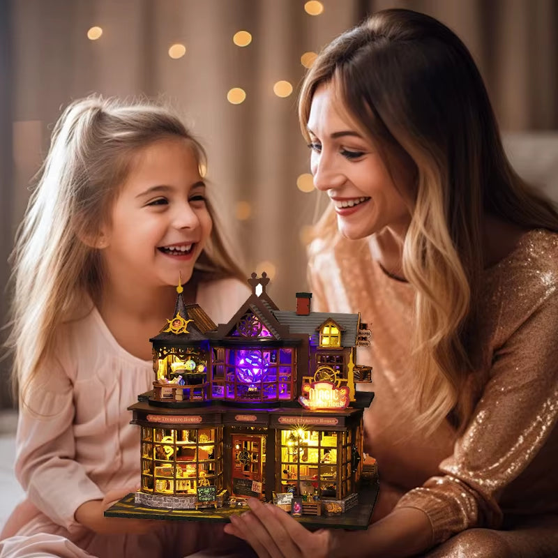 New 3D Wooden Puzzle Mini Doll House DIY Small House Kit Building Assembly Model Toy Home with LED Light Dollhouse Xmas Gifts