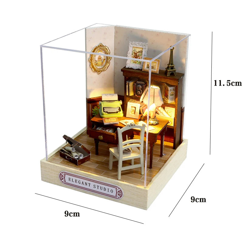 New 3D Wooden Puzzle Mini Doll House DIY Small House Kit Building Assembly Model Toy Home with LED Light Dollhouse Xmas Gifts
