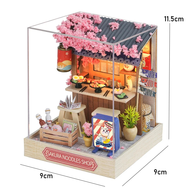 New 3D Wooden Puzzle Mini Doll House DIY Small House Kit Building Assembly Model Toy Home with LED Light Dollhouse Xmas Gifts