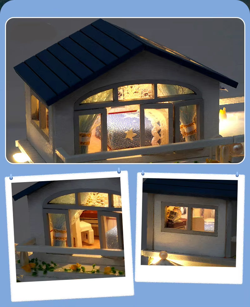 Diy Mini Wooden Dollhouse Furniture Light Kit Doll House Casa Miniature Accessories Handmade Wooden Toys Birthday Gifts 2015New