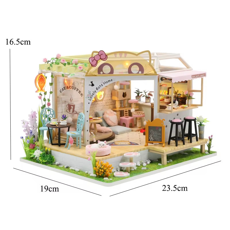 New 3D Wooden Puzzle Mini Doll House DIY Small House Kit Building Assembly Model Toy Home with LED Light Dollhouse Xmas Gifts