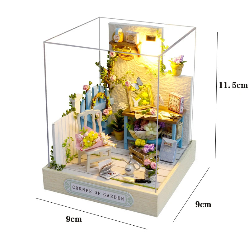 New 3D Wooden Puzzle Mini Doll House DIY Small House Kit Building Assembly Model Toy Home with LED Light Dollhouse Xmas Gifts