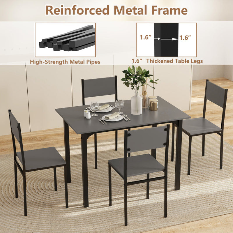5 Piece Dining Table Set Industrial Style Kitchen Table and Chairs for 4