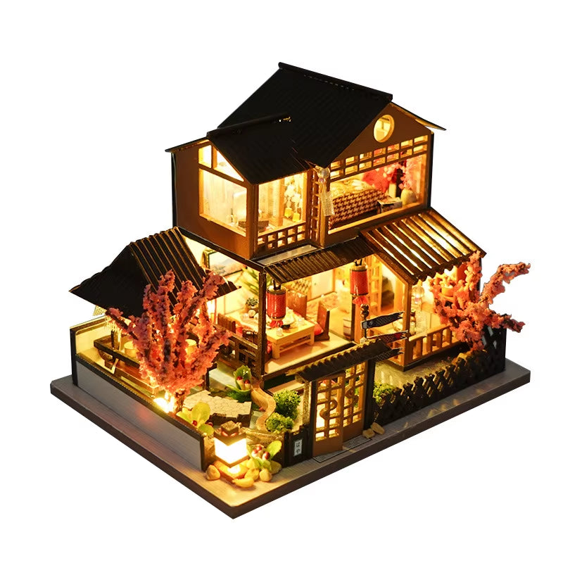 Diy Mini Wooden Dollhouse with Furniture Light Kit Doll House Casa Miniature Accessories Handmade Wooden Toys Birthday Gifts