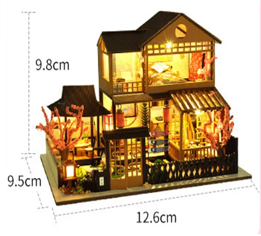 Diy Mini Wooden Dollhouse with Furniture Light Kit Doll House Casa Miniature Accessories Handmade Wooden Toys Birthday Gifts