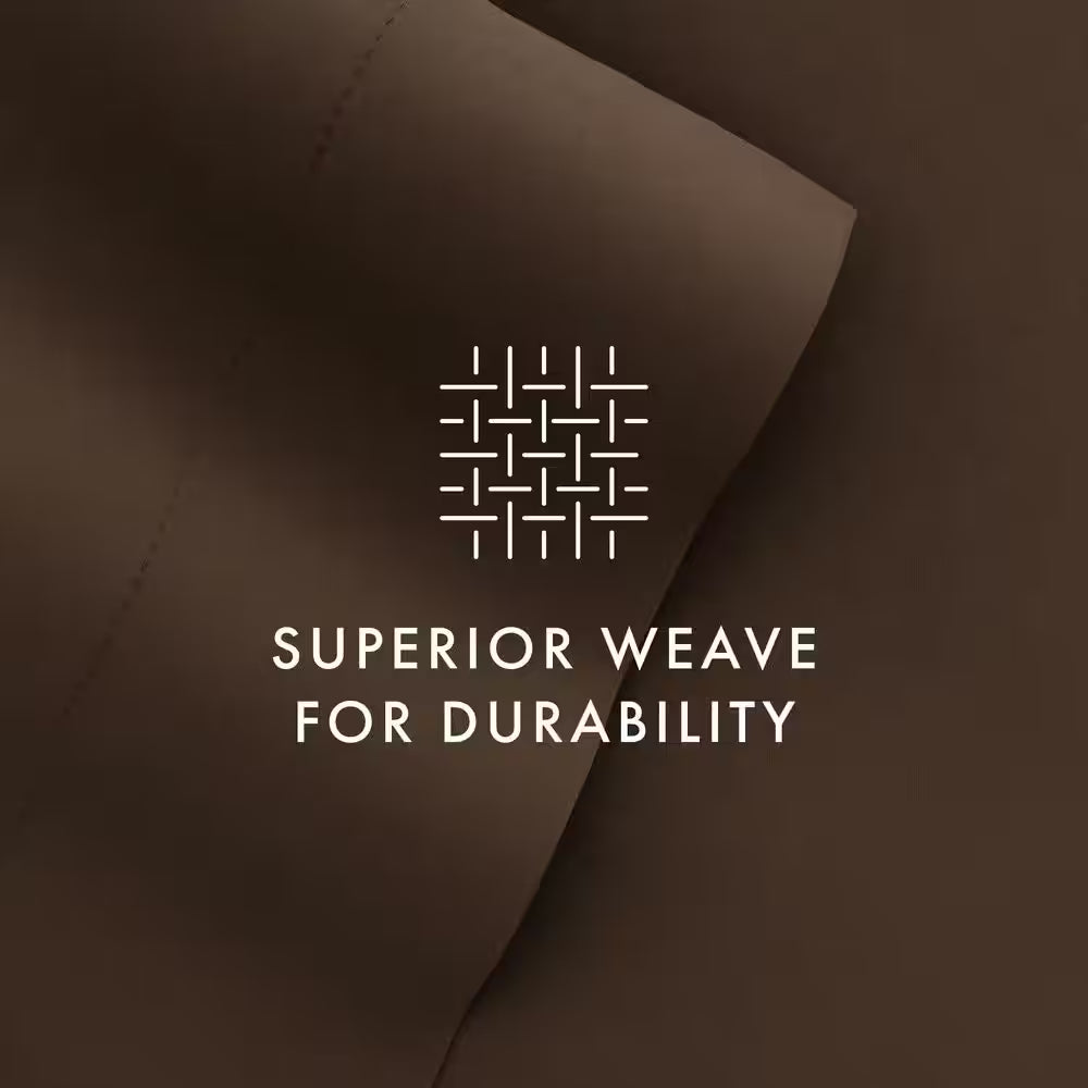 3-Piece Chocolate Solid Microfiber Twin Sheet Set