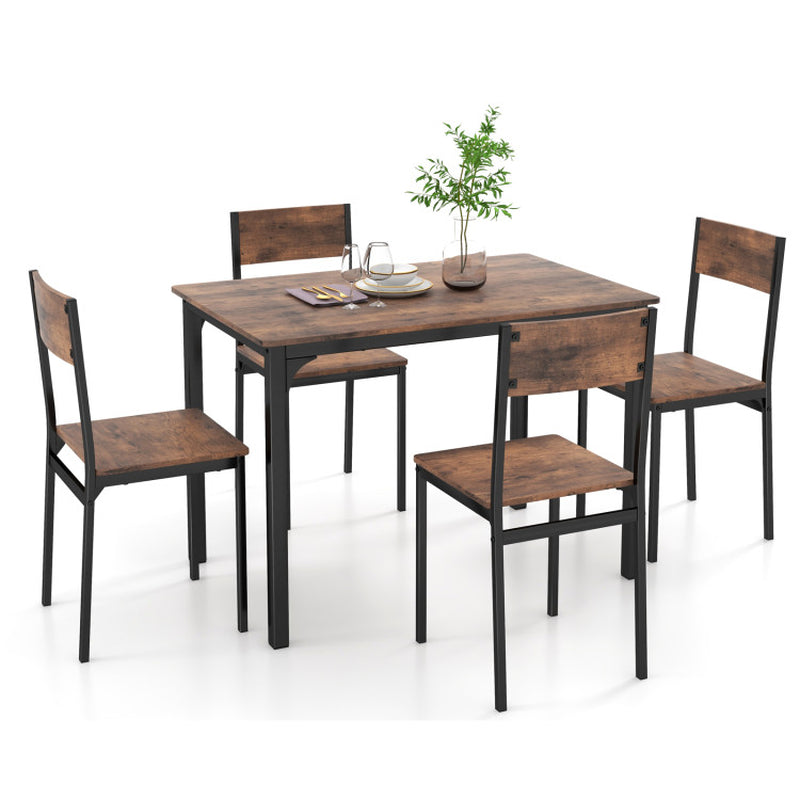 5 Piece Dining Table Set Industrial Style Kitchen Table and Chairs for 4