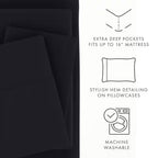 4-Piece Black Solid Microfiber Queen Sheet Set