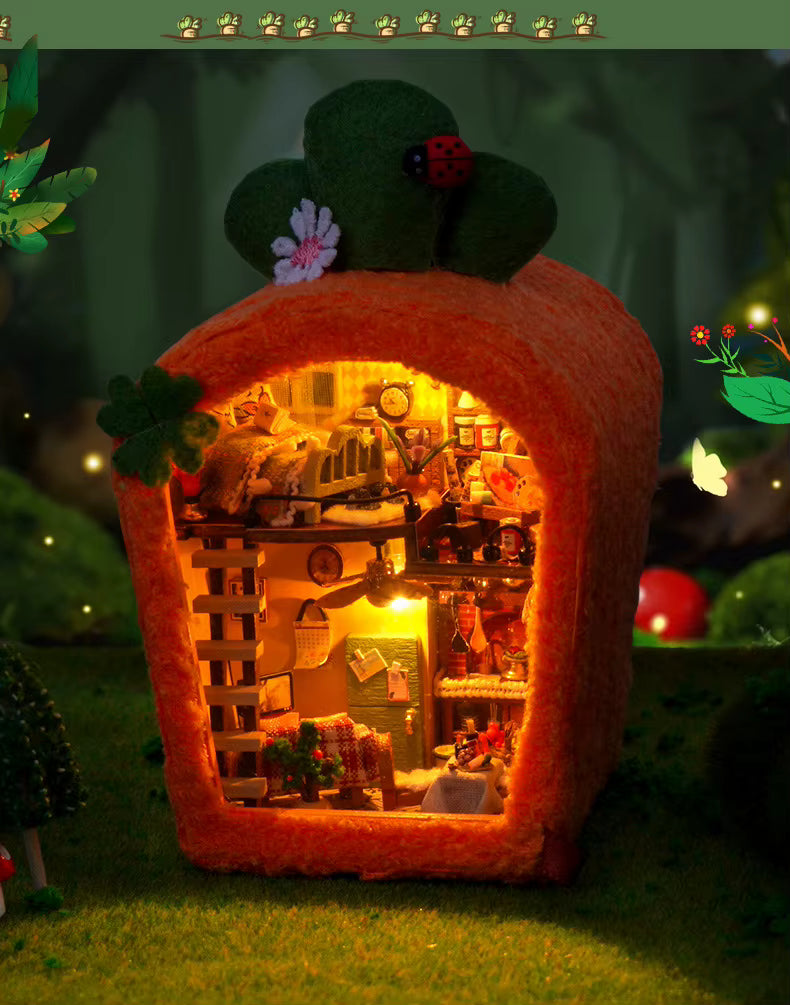 Mini Dollhouse Miniature Diy Plush Famil Doll House Miniaturas Maison Sylvanian Home Children Birthday Christmas New Year Gifts