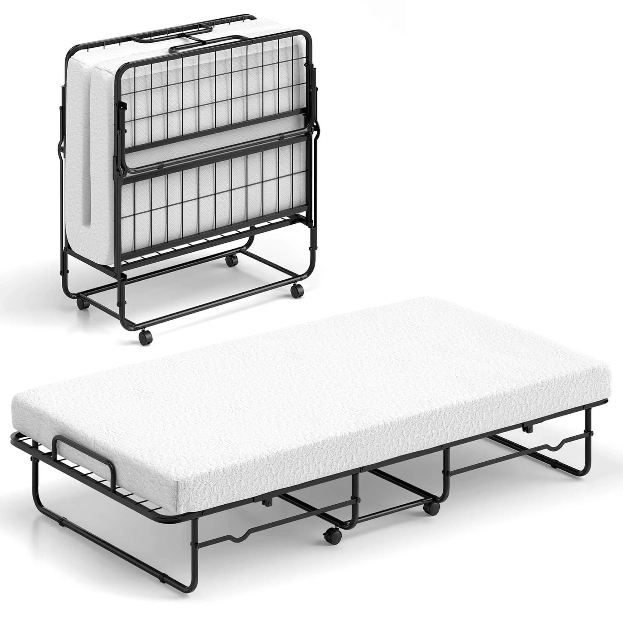 Twin Size Folding Bed 38" X 75" Rollaway Guest Bed Portable Sleeper Bed