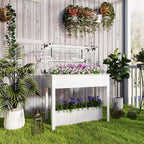 Steel Raised Garden Bed with Greenhouse Cover, White